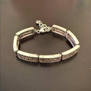 Brighton silver-tone link bracelet with an extender chain and a heart charm